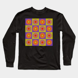 colorful retro 60s style geometrical pattern Long Sleeve T-Shirt